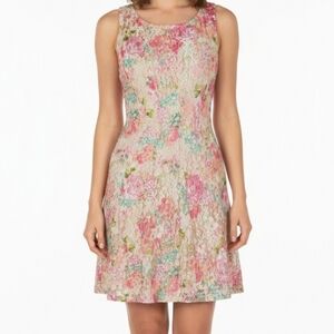 90s Vintage Perceptions New York Dress Floral Lace Cocktail Party Size Small